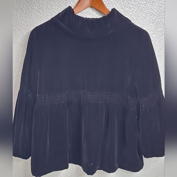 CAbI Black Velvet/Silk Blend Jacket With Balloon Sleeves Size M - Picture 11 of 13